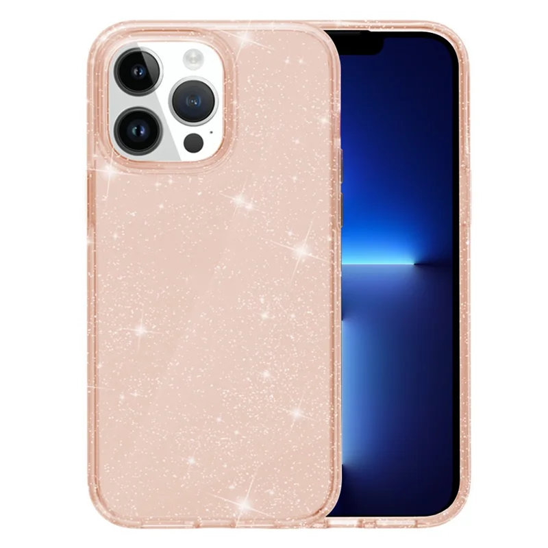 Capa AMORUS para iPhone 13 Pro Max - Soft TPU, Parte Traseira Rígida em PC, Resistente a Choques - Glitter Dourado