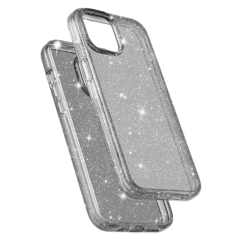 AMORUS Для iPhone 14 / 13 Мягкий TPU Твердый ПК Задняя Ударопрочный Чехол для Телефона - Блестящий Черный