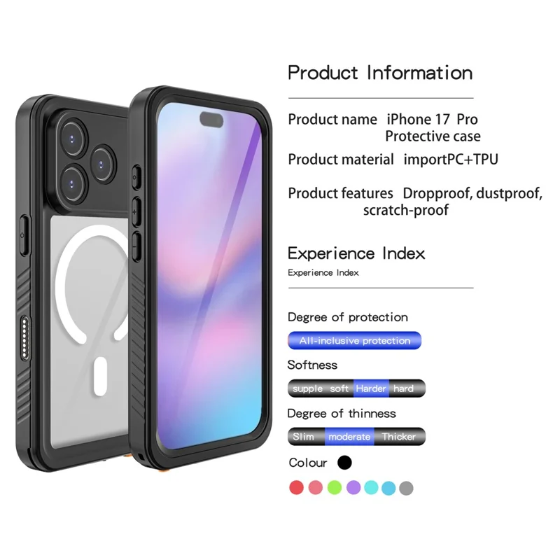 REDPEPPER FS / FM Series Para iPhone 17 Pro Funda Impermeable Compatible con MagSafe IP68 Funda de Teléfono a Prueba de Golpes