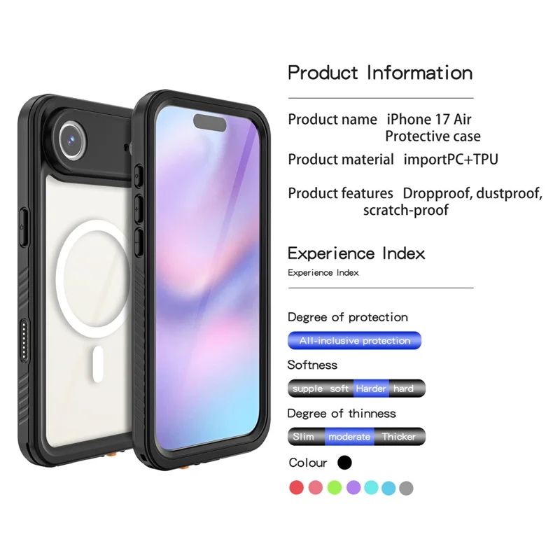 Série REDPEPPER FS / FM para iPhone 17 Air Capa Impermeável Compatível com MagSafe IP68 Capa de Telefone à Prova de Choque