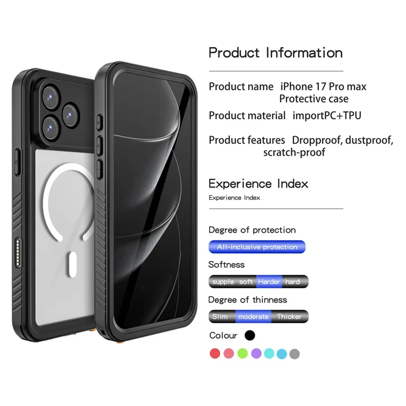 REDPEPPER FS / FM Series Para iPhone 17 Pro Max Funda Impermeable Compatible con MagSafe IP68 Funda de Teléfono a Prueba de Golpes