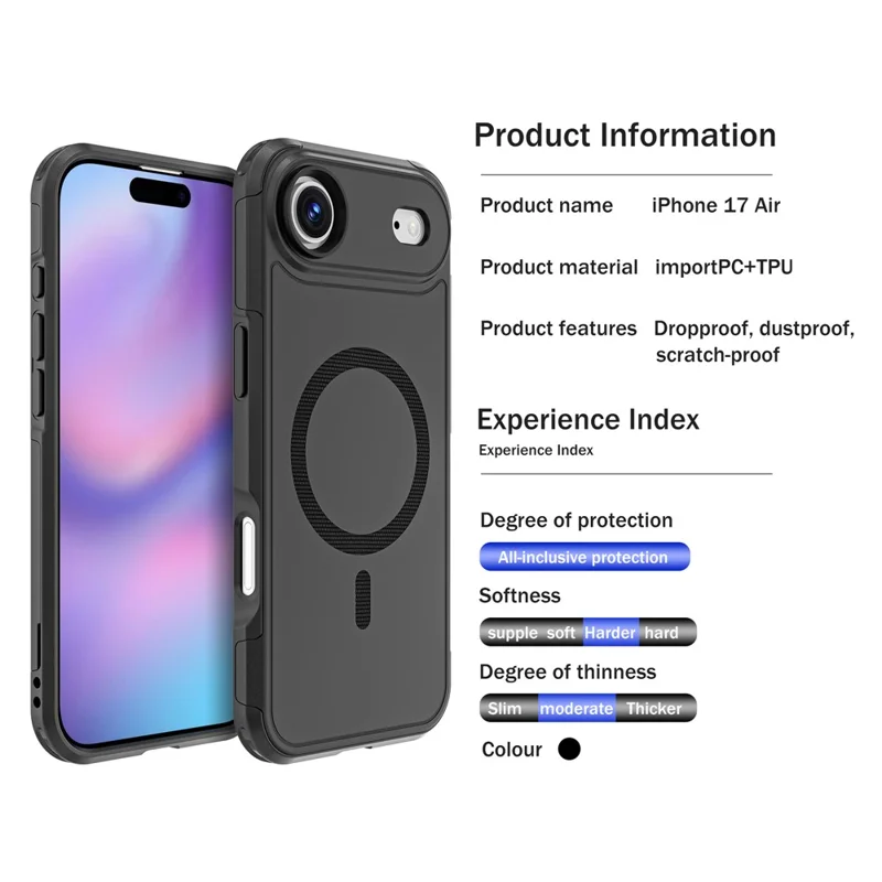 Étui Air Compatible avec iPhone 17 Avec MagSafe Coque de Téléphone Anti-chute en PC + TPU