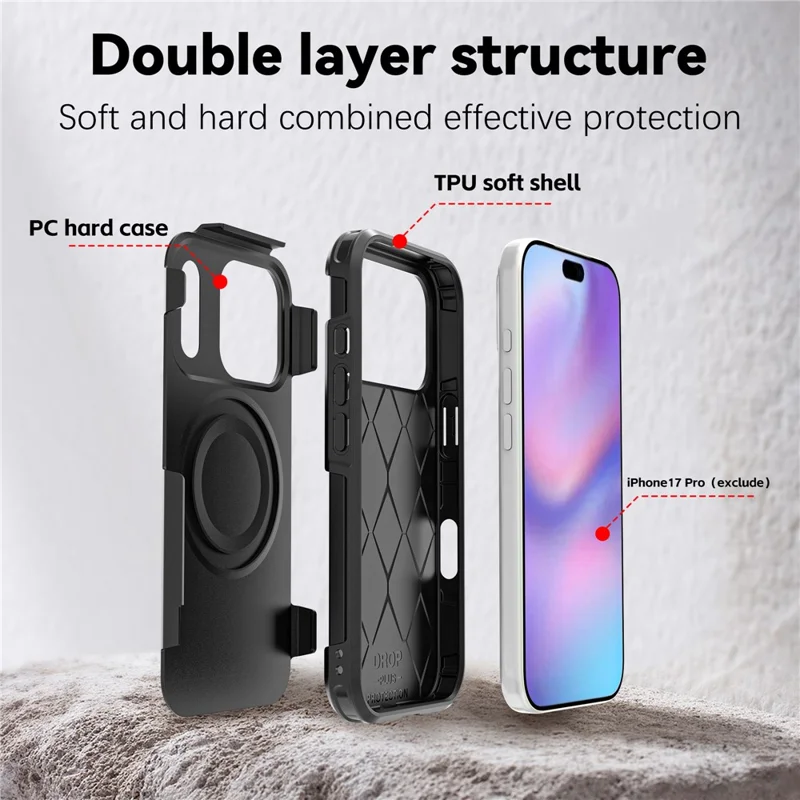 Étui pour iPhone 17 Pro Compatible avec MagSafe PC + TPU Anti-chute Housse de Protection pour Téléphone
