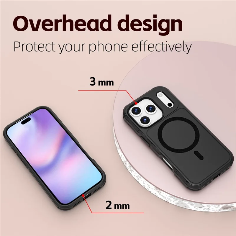 Étui pour iPhone 17 Pro Compatible avec MagSafe PC + TPU Anti-chute Housse de Protection pour Téléphone