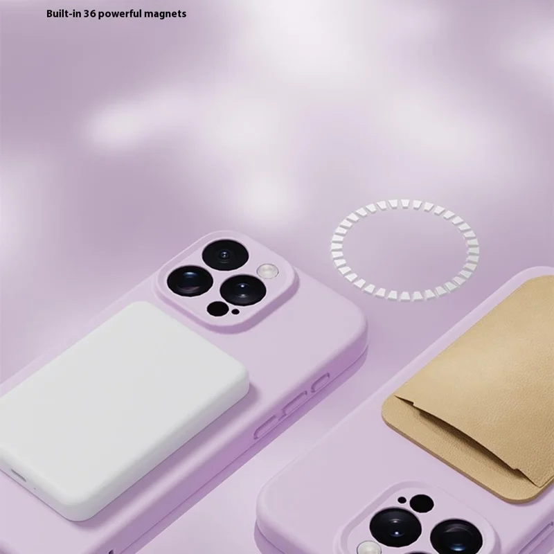 YCADEN Для iPhone 15 Pro Max Чехол Совместимый с MagSafe Точные вырезы TPU Чехол для телефона - Morandi Purple