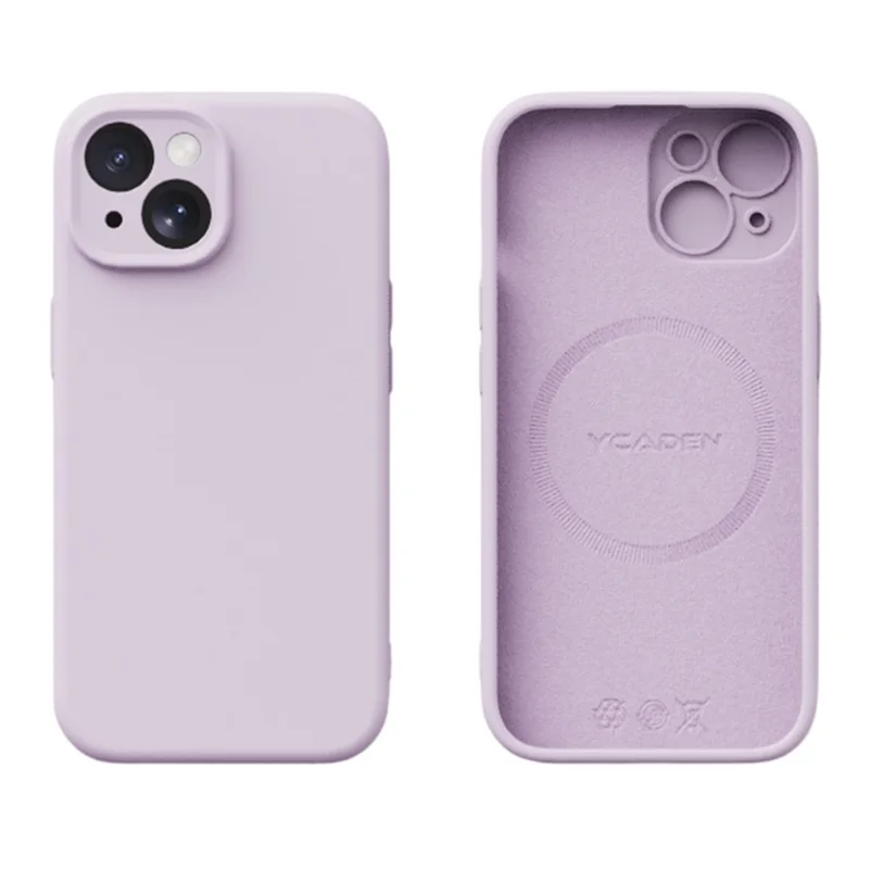 Étui pour iPhone 15 compatible avec MagSafe Découpes précises Couverture arrière de téléphone en TPU - Morandi Violet