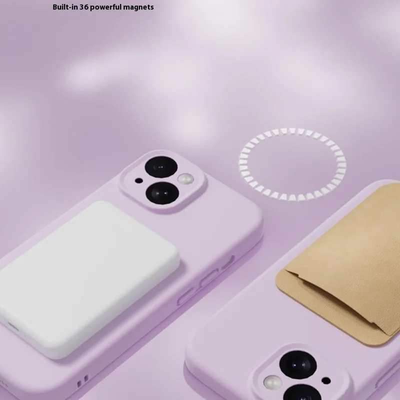 Étui pour iPhone 15 compatible avec MagSafe Découpes précises Couverture arrière de téléphone en TPU - Morandi Violet