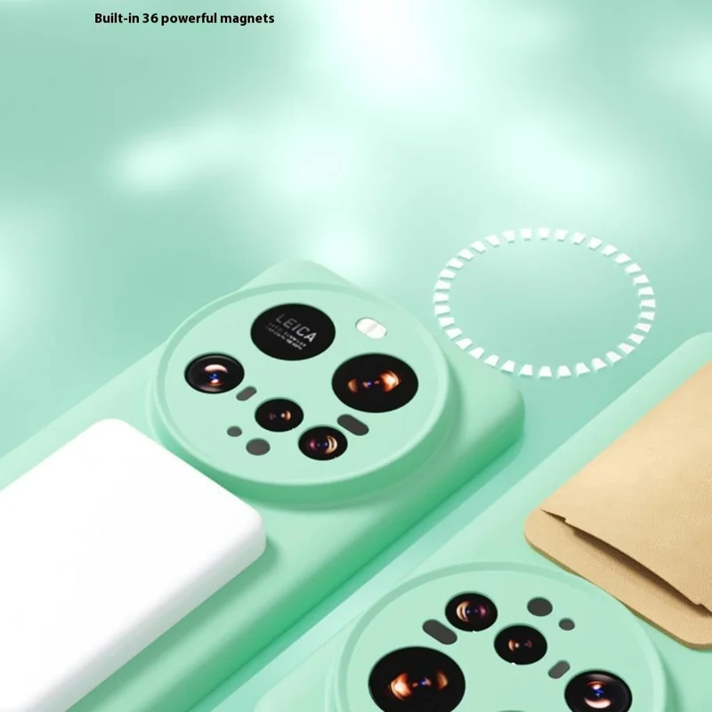 YCADEN Para Caso Xiaomi 15 Ultra Compatível com MagSafe Recortes Precisos Capa Traseira de Telefone TPU - Verde Grama