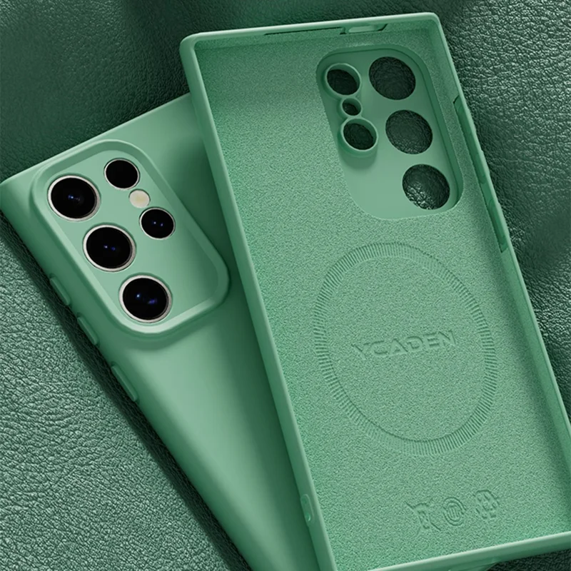 YCADEN Capa Compatível com Samsung Galaxy S24 Ultra para MagSafe, Recortes Precisos, Capa Traseira de TPU - Verde Grama