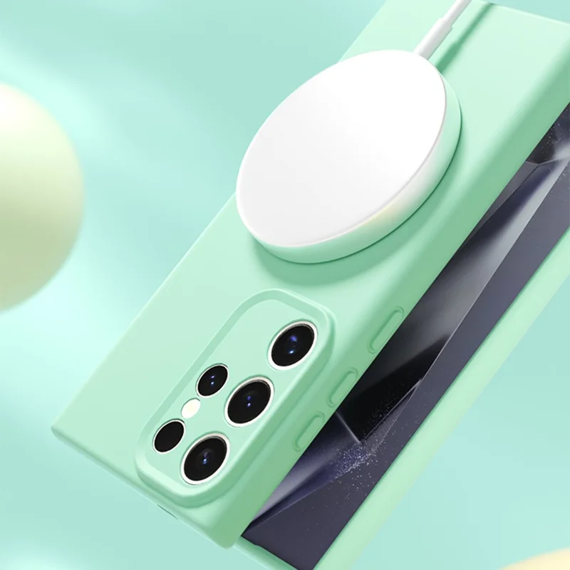 YCADEN Capa Compatível com Samsung Galaxy S24 Ultra para MagSafe, Recortes Precisos, Capa Traseira de TPU - Verde Grama