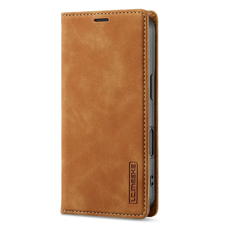 LC.IMEEKE For iPhone 17 Case Wallet Microfiber Leather Phone Cover - Brown