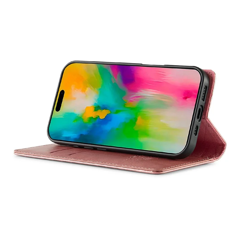 LC.IMEEKE For iPhone 17 Case Wallet Microfiber Leather Phone Cover - Brown