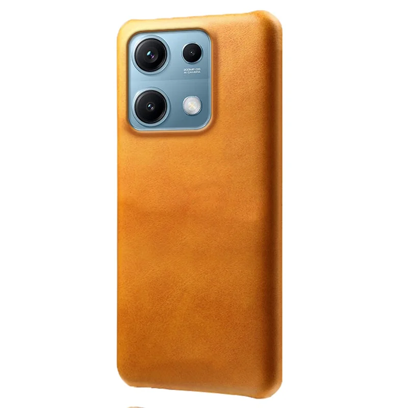 For Xiaomi Redmi Note 14S 4G Case Calf Texture PU Leather Hard PC Protective Phone Cover - Orange