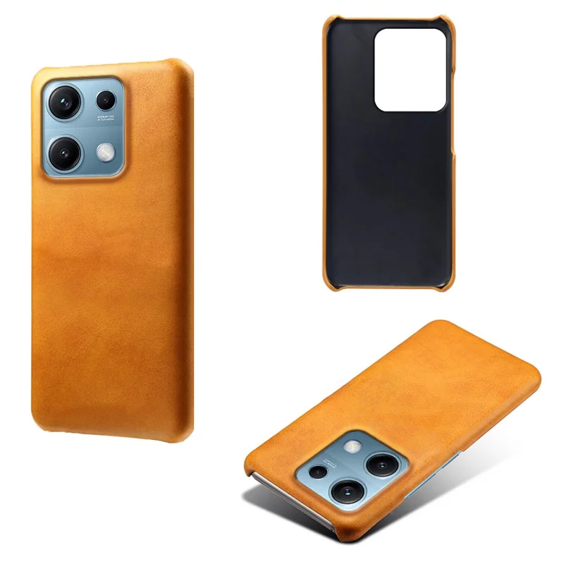 For Xiaomi Redmi Note 14S 4G Case Calf Texture PU Leather Hard PC Protective Phone Cover - Orange