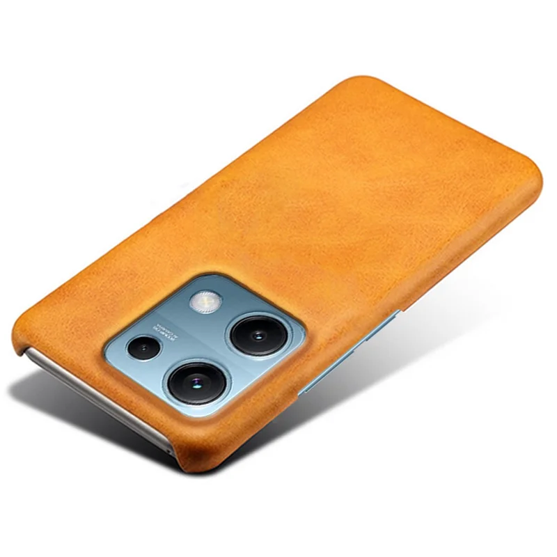 For Xiaomi Redmi Note 14S 4G Case Calf Texture PU Leather Hard PC Protective Phone Cover - Orange