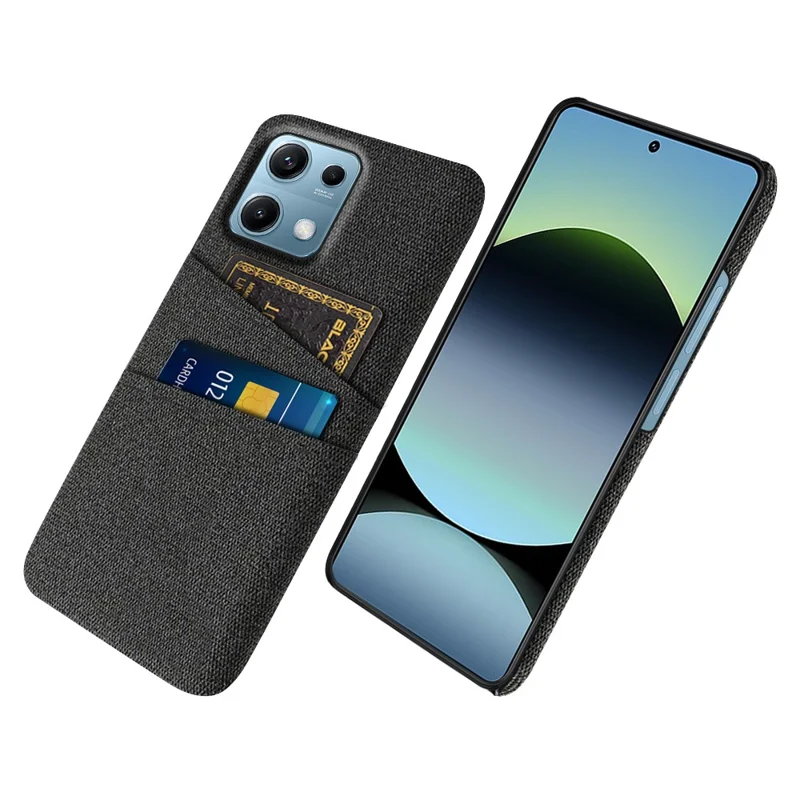 For Xiaomi Redmi Note 14S 4G Case Cloth + Hard PC Phone Cover with Dual Card Slots - Black