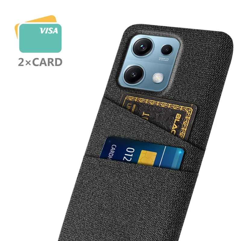 For Xiaomi Redmi Note 14S 4G Case Cloth + Hard PC Phone Cover with Dual Card Slots - Black