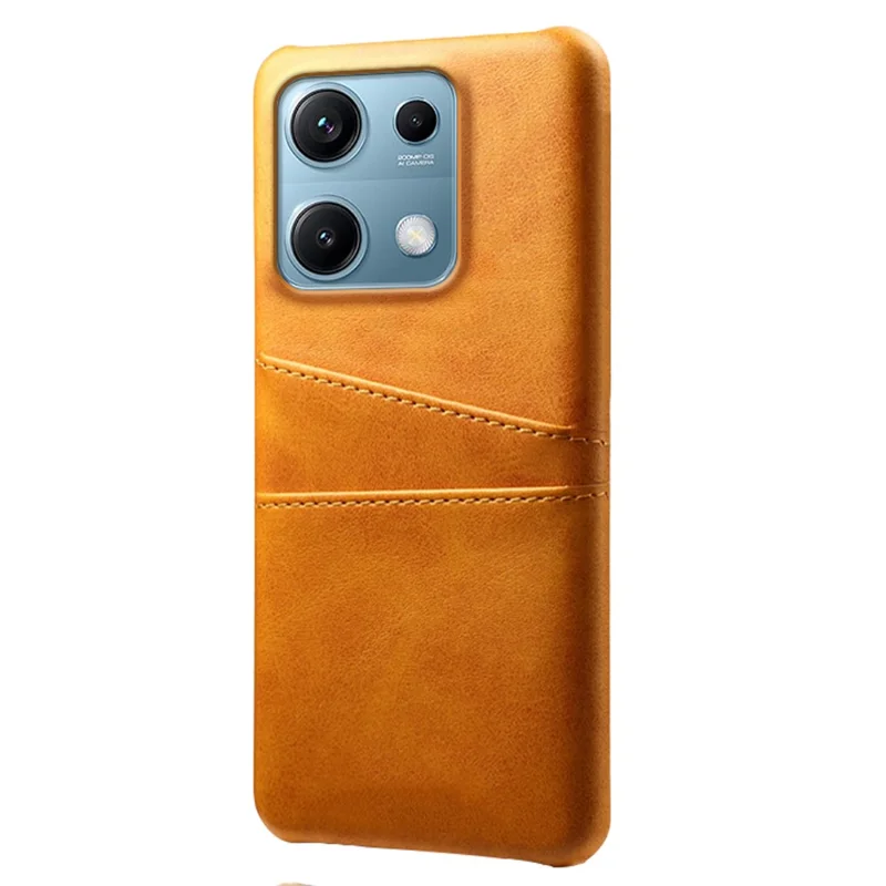 For Xiaomi Redmi Note 14S 4G Case Dual Card Slots PU Leather + Hard PC Phone Cover - Orange