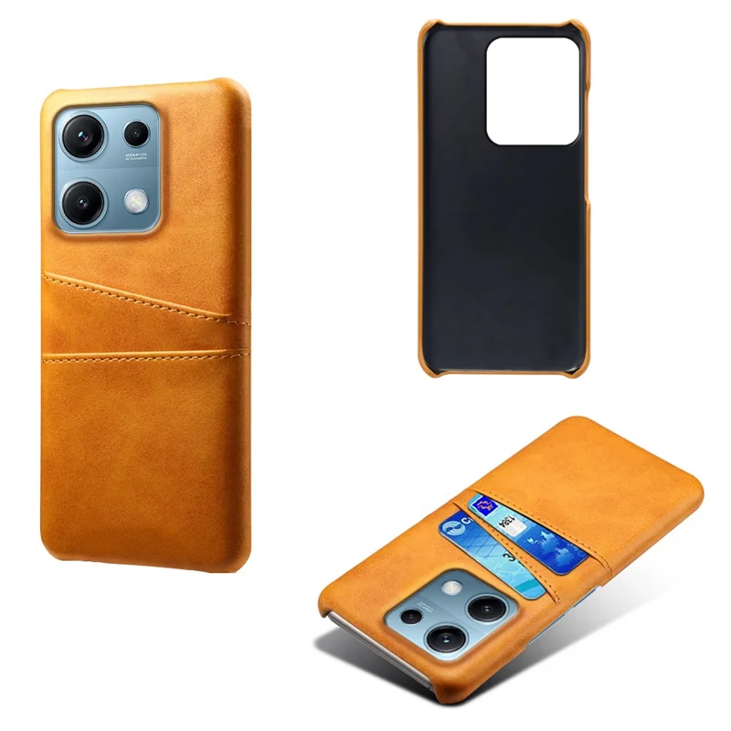 For Xiaomi Redmi Note 14S 4G Case Dual Card Slots PU Leather + Hard PC Phone Cover - Orange