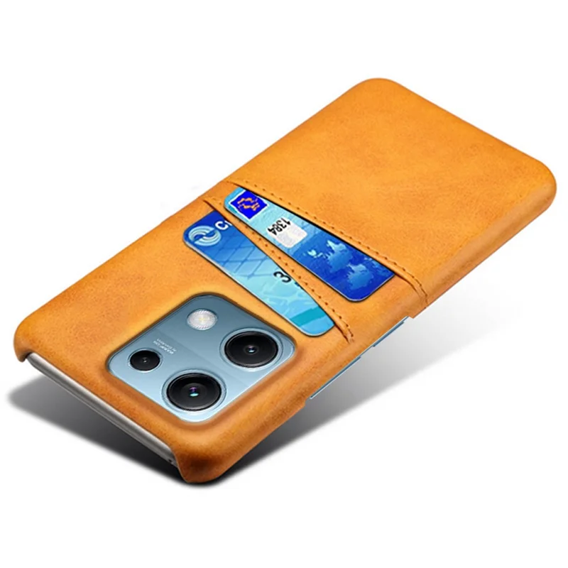 For Xiaomi Redmi Note 14S 4G Case Dual Card Slots PU Leather + Hard PC Phone Cover - Orange
