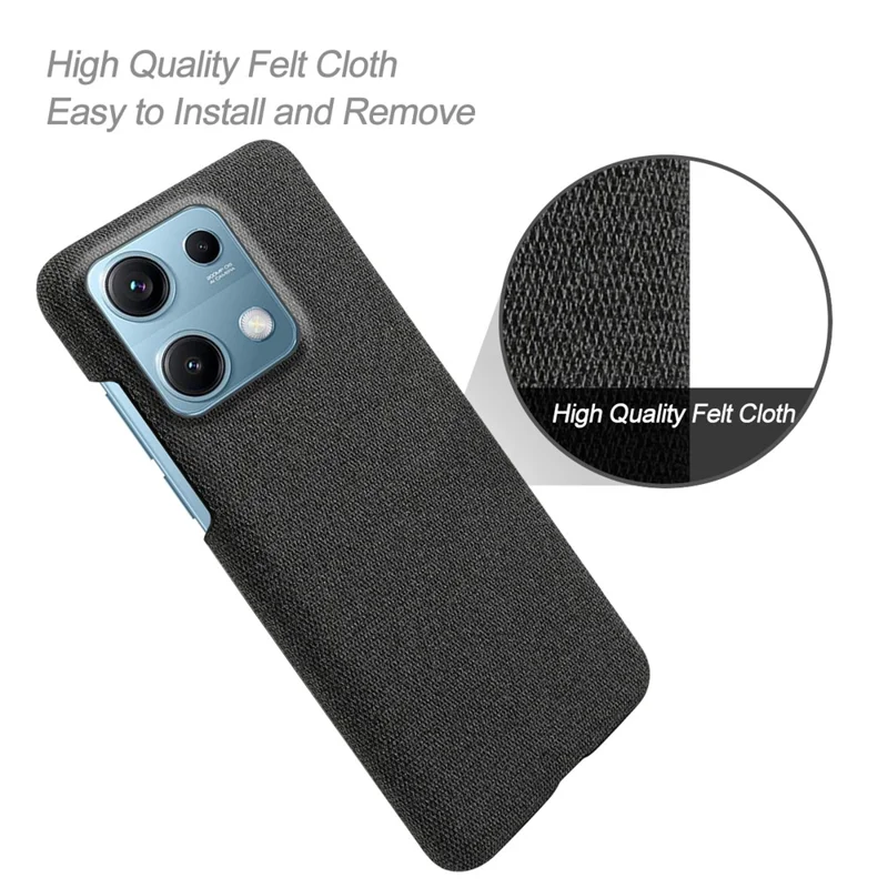 For Xiaomi Redmi Note 14S 4G Phone Case Cloth Texture Anti-Scratch Protective PC Back Cover - Black