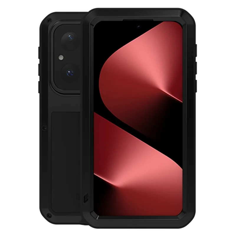 LOVE MEI For Huawei Pura 80 Case Tempered Glass Screen Protector Metal + Silicone Phone Cover - Black