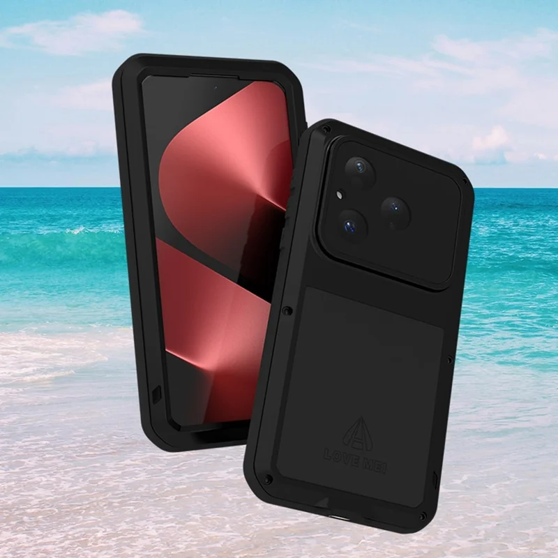 LOVE MEI For Huawei Pura 80 Case Tempered Glass Screen Protector Metal + Silicone Phone Cover - Black