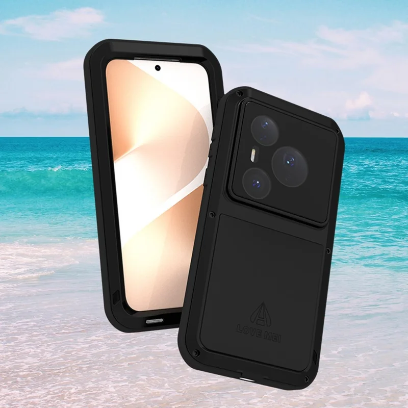 LOVE MEI Para Huawei Pura 80 Pro / 80 Pro+ Capa Metálica + Silicone Anti-Queda Capa de Telefone (sem Vidro Temperado) - Preto