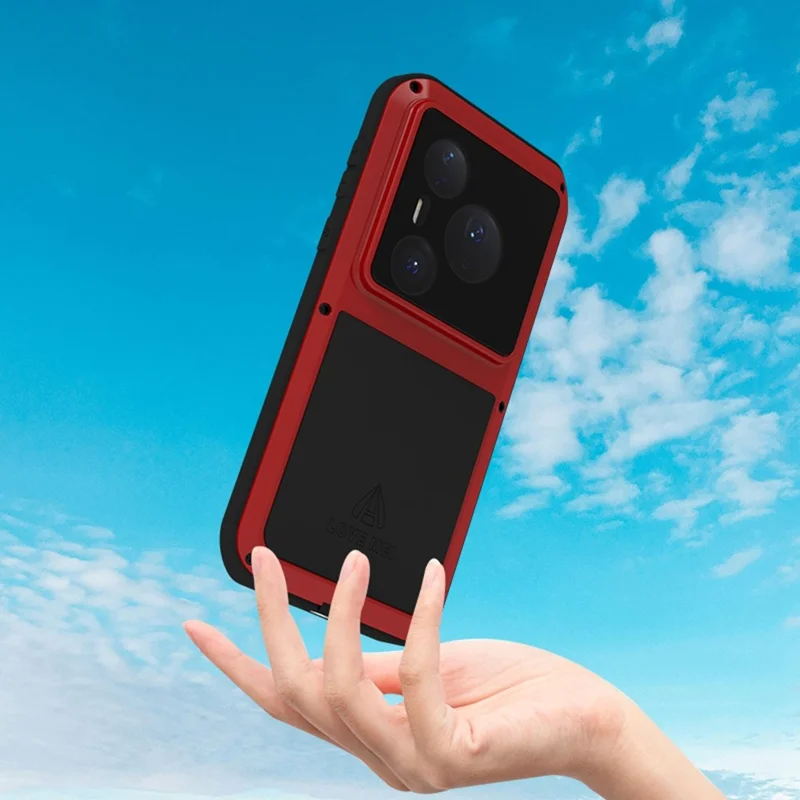 LOVE MEI Para Huawei Pura 80 Pro / 80 Pro+ Capa Metálica + Silicone Anti-Queda Capa de Telefone (sem Vidro Temperado) - Preto