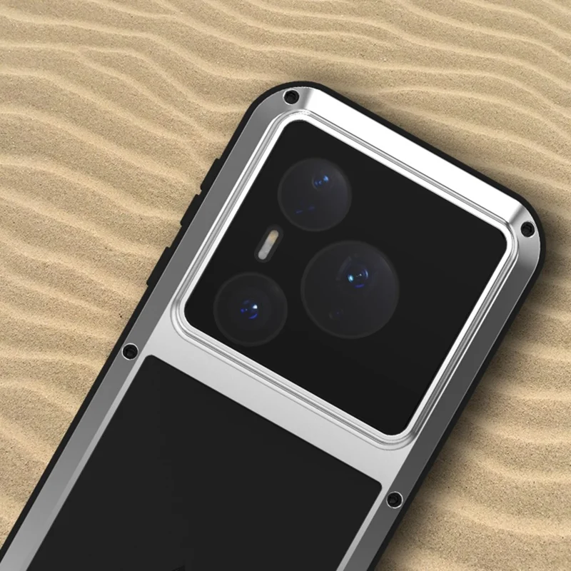 LOVE MEI Para Huawei Pura 80 Pro / 80 Pro+ Capa Metálica + Silicone Anti-Queda Capa de Telefone (sem Vidro Temperado) - Preto