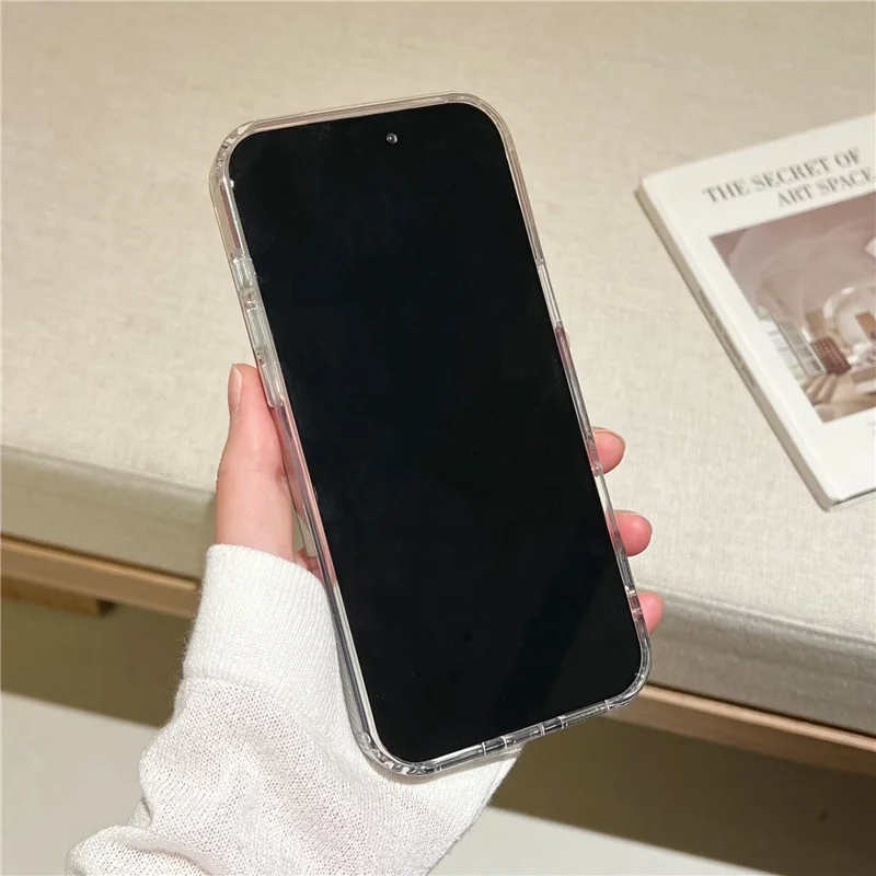 For iPhone 17 Pro Case Dual Color Gradient Electroplated Protective TPU Phone Cover - Black Pink