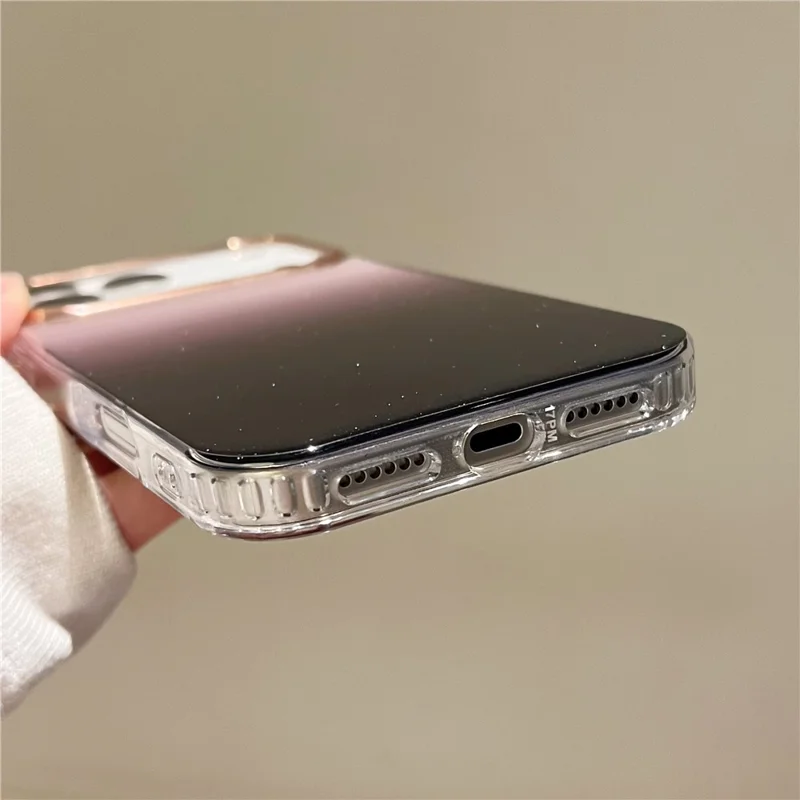 For iPhone 17 Pro Case Dual Color Gradient Electroplated Protective TPU Phone Cover - Black Pink