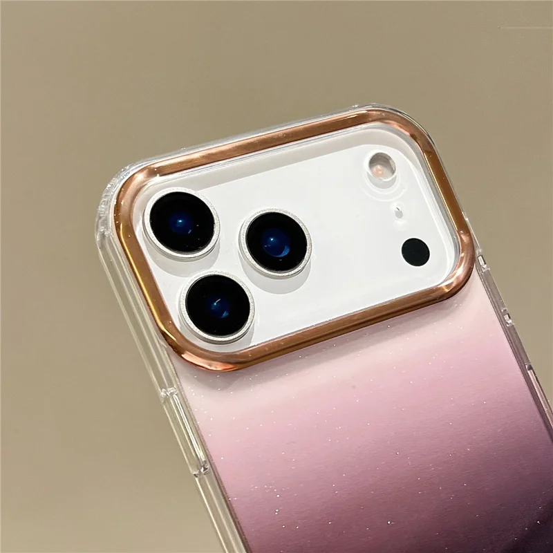 For iPhone 17 Pro Case Dual Color Gradient Electroplated Protective TPU Phone Cover - Black Pink