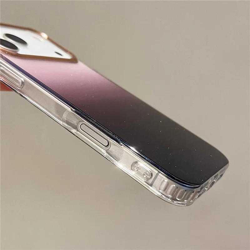 For iPhone 17 Pro Case Dual Color Gradient Electroplated Protective TPU Phone Cover - Black Pink