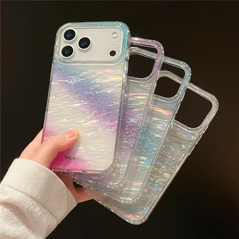 For iPhone 17 Pro Max Phone Case Starry Sky Design Protective Cover Flowing Cloud Pattern - Purple