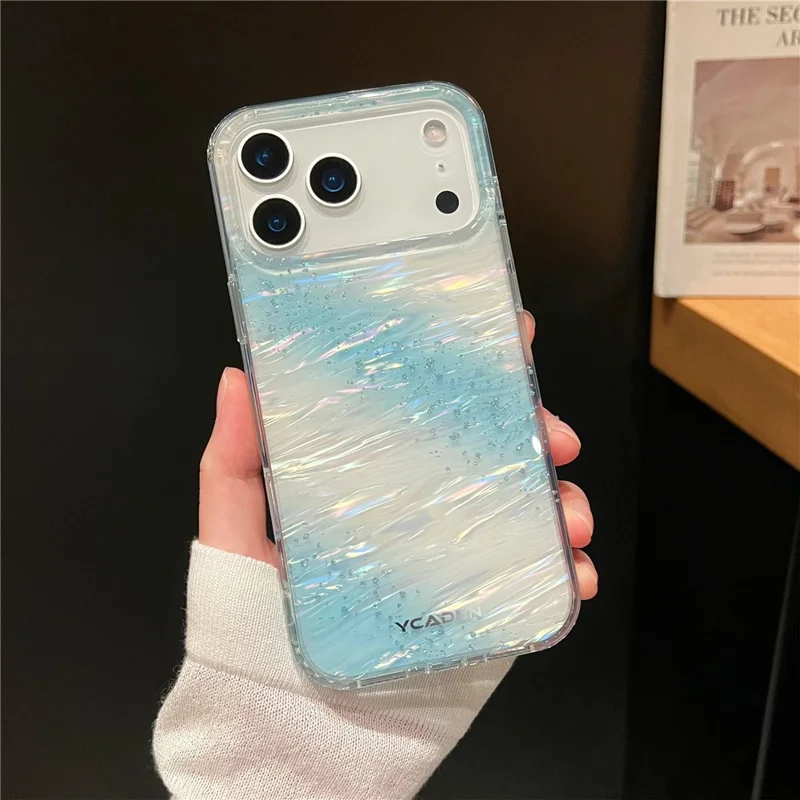 Étui de protection pour iPhone 17 Pro Max, design ciel étoilé, motif nuage fluide - bleu