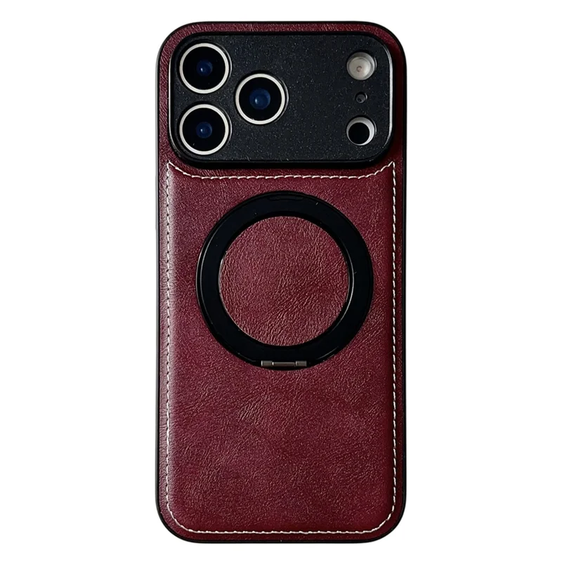For iPhone 17 Pro Magnetic Case Calf Texture PU + TPU + PC Kickstand Phone Cover - Red