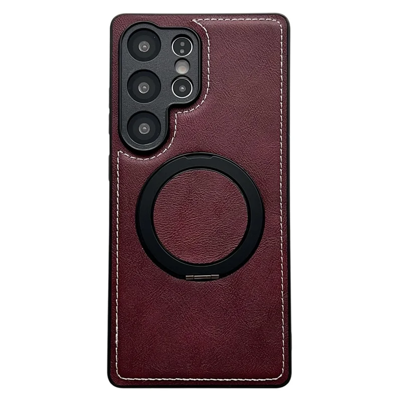 Samsung Galaxy S24 Ultra Magnetische Hülle Kalbsleder-Textur PU + TPU + PC Ständer Handyhülle - Rot