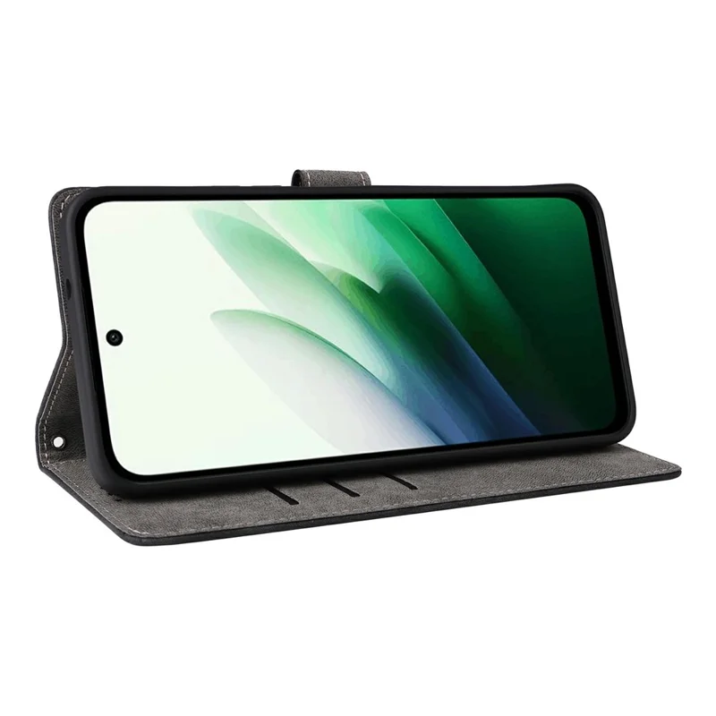 Étui portefeuille 4G Xiaomi Redmi 15 avec blocage RFID, en cuir PU, avec support et sangle - Noir