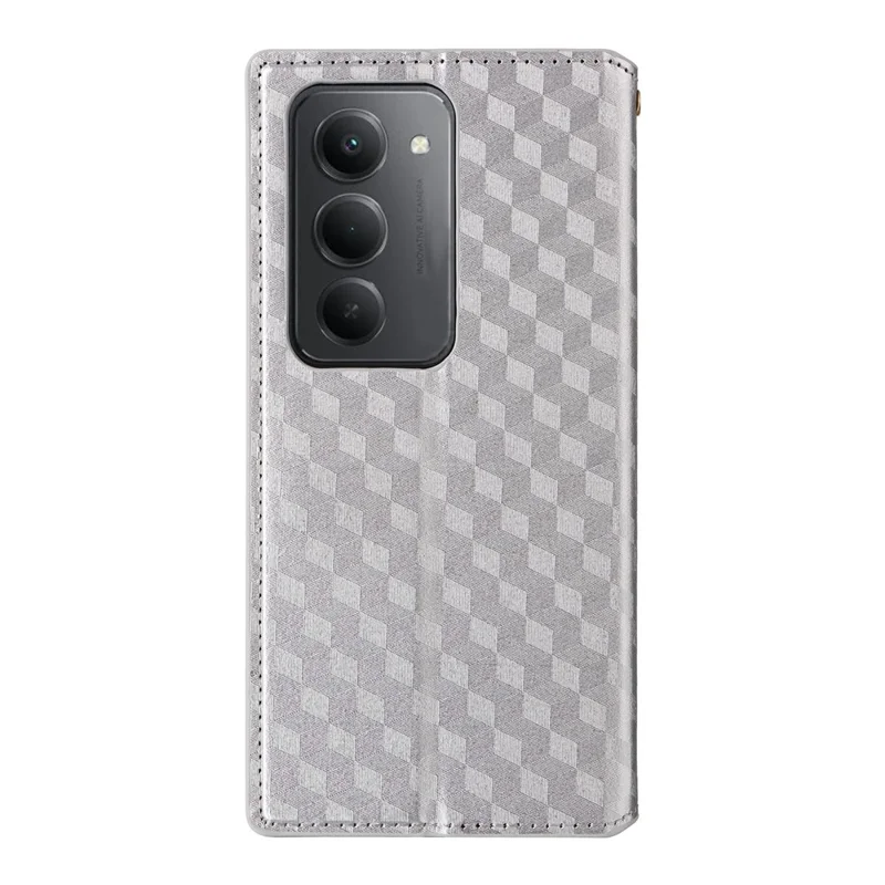 Étui Portefeuille Xiaomi Redmi 15 4G (171mm) en Cuir Imprimé Losange - Argent