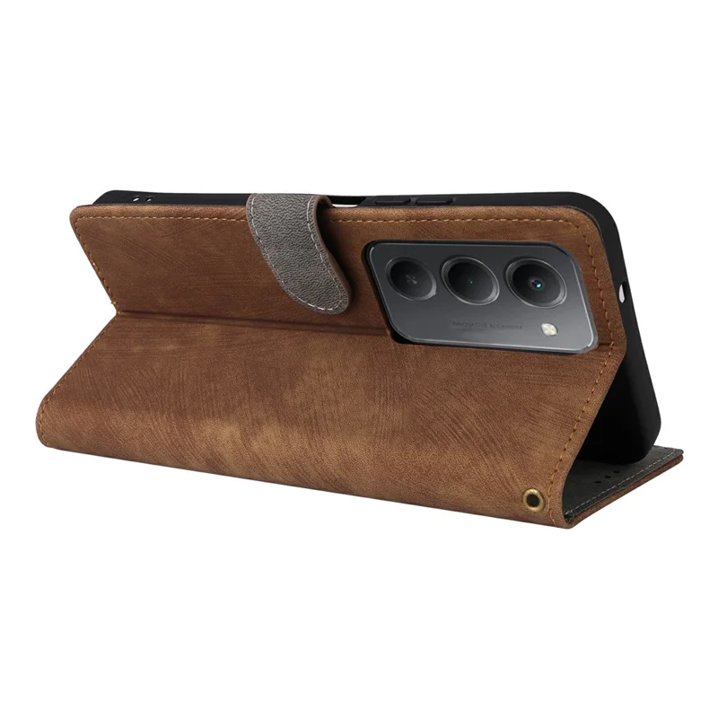Per Xiaomi Redmi 15 5G Custodia Wallet RFID Blocking Pelle PU Custodia per Telefono con Supporto e Cinturino - Marrone