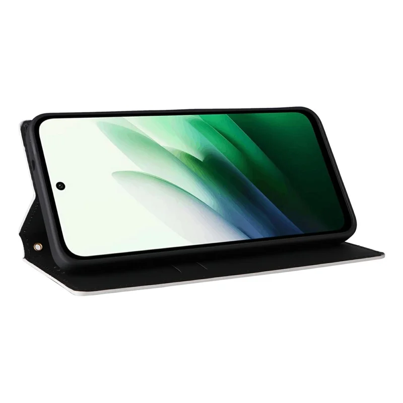 Чехол-бумажник для Xiaomi Redmi 15 5G (169 мм) - серебристый с ромбовидным тиснением из кожи