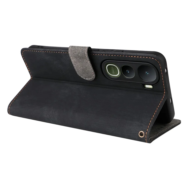 For vivo Y400 5G / 4G Case Wallet RFID Blocking PU Leather Phone Cover Stand with Strap - Black