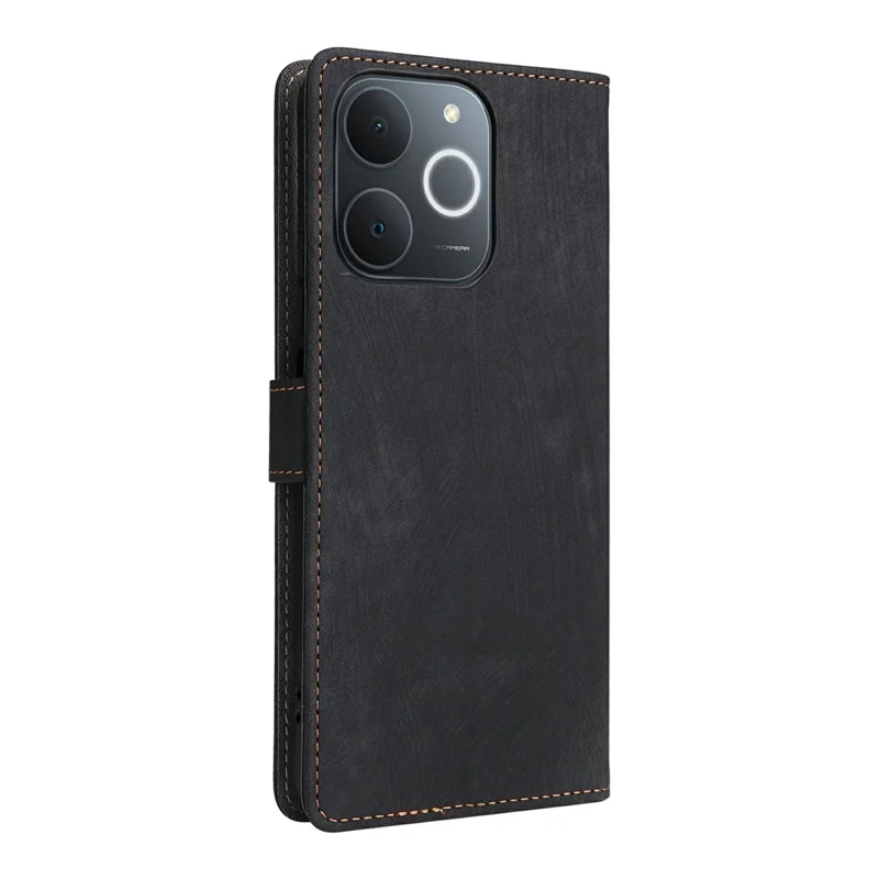 Wallet Case for Realme Note 70T 4G / Note 70 4G / Narzo 80 Lite 4G / Realme C71 4G (India) RFID Blocking PU Leather Phone Cover Stand with Strap - Black
