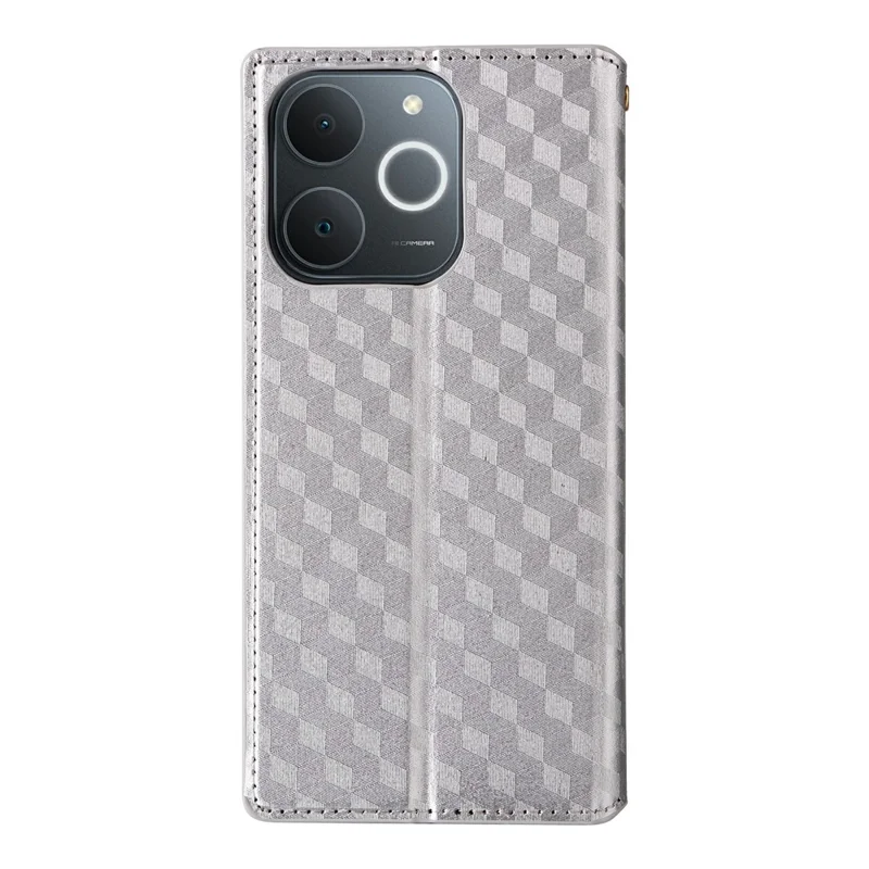 Étui en cuir pour Realme Note 70T 4G / Note 70 4G / Narzo 80 Lite 4G / Realme C71 4G (Inde) Portefeuille Rhombus Imprimé Housse de Téléphone - Argent