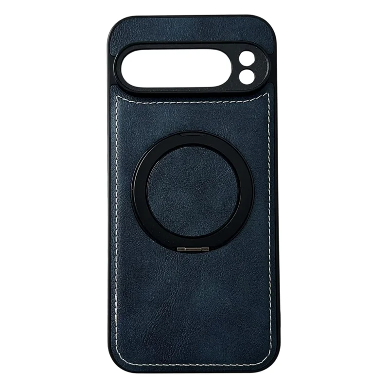 Capa Magnética para Google Pixel 9 Pro XL com Textura de Couro de Bezerro PU + TPU + PC com Suporte - Azul