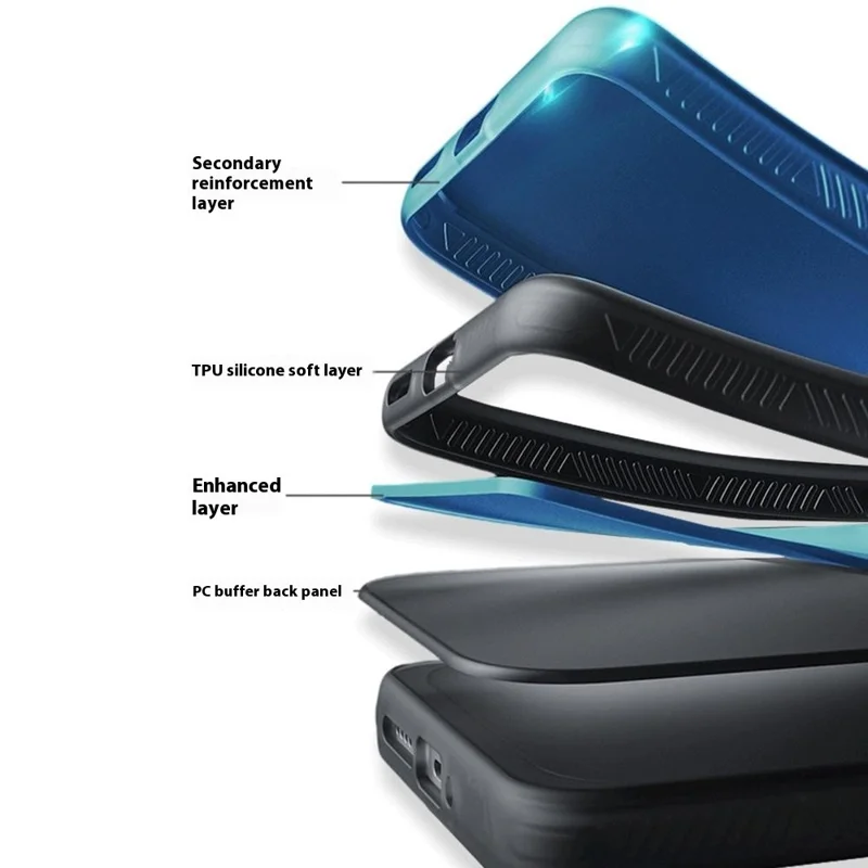 For iPhone 16 Pro Max Magnetic Case Calf Texture PU + TPU + PC Kickstand Phone Cover - Blue