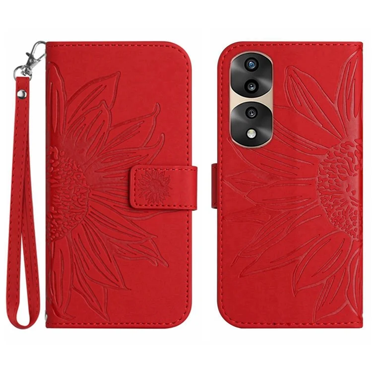 Casca de Telefone Firl Flip Flip Para Honra 70 Pro 5G / 70 Pro+ 5g, Anti-fingerprint - Vermelho