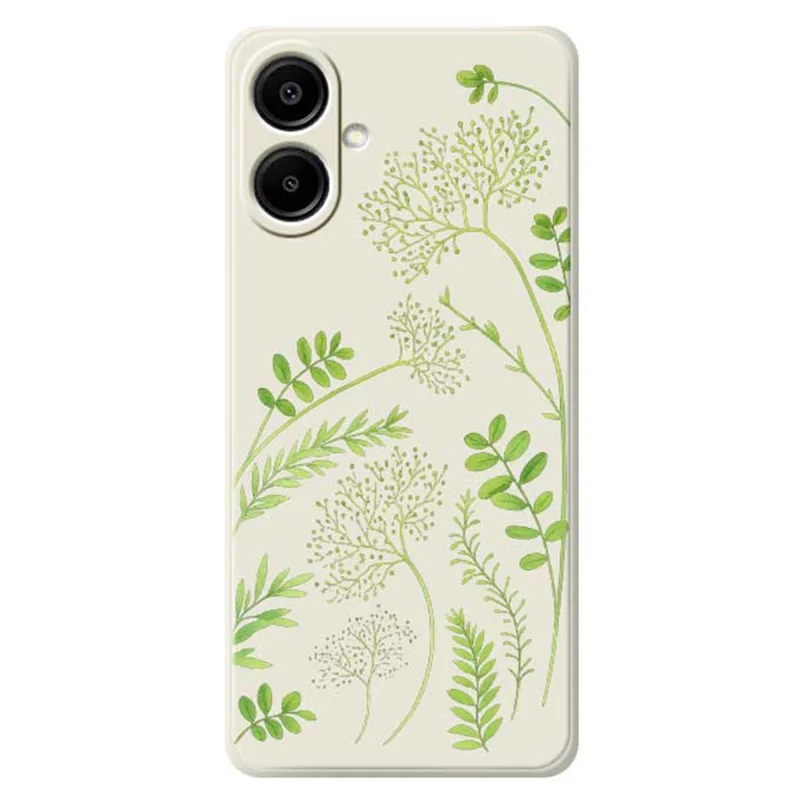 Étui pour Samsung Galaxy A07 4G A1170 - Motif de feuilles, bord droit, coque de téléphone en TPU - Beige
