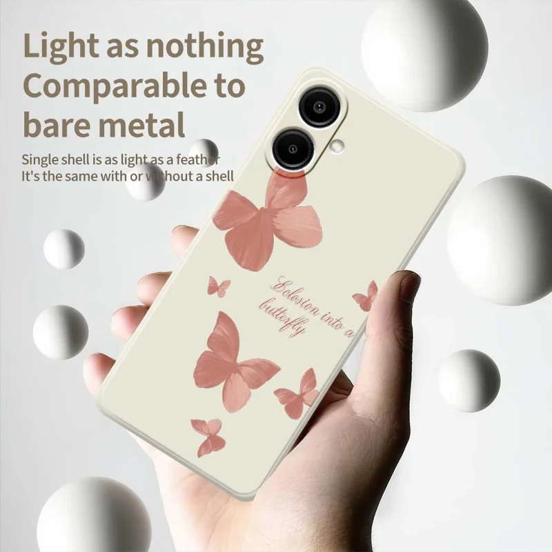 Para Samsung Galaxy A07 4G Case Many Butterflies Pattern Printing Straight Edge TPU Phone Back Cover - Bege